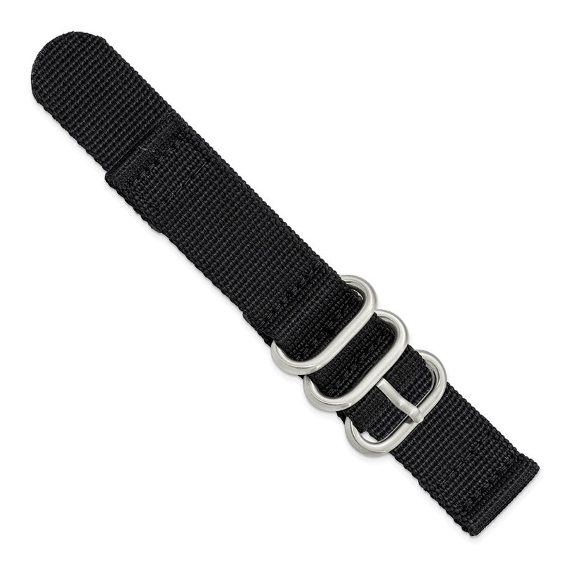 20mm Two-Piece Black Ballistic Nylon Steel Buckle Watch Band