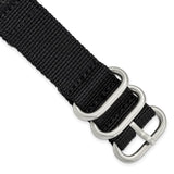 DeBeer 20mm Two-Piece Black Ballistic Nylon with Brushed Stainless Steel Buckle 8.5 inch Watch Band