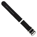 DeBeer 22mm Two-Piece Black Ballistic Nylon with Brushed Stainless Steel Buckle 8.5 inch Watch Band