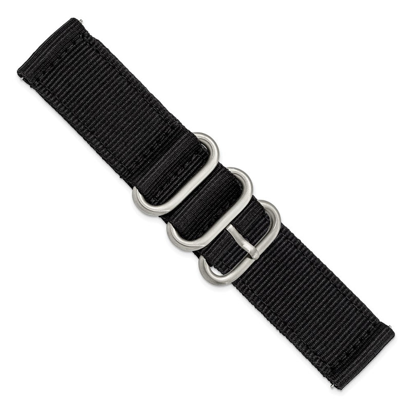 22mm Two-Piece Black Ballistic Nylon Steel Buckle Watch Band
