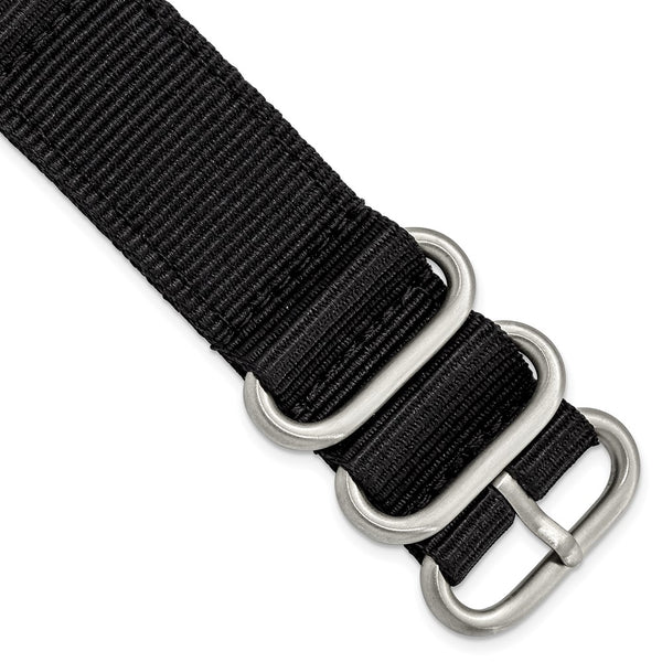 22mm Two-Piece Black Ballistic Nylon Steel Buckle Watch Band