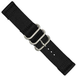 DeBeer 24mm Two-Piece Black Ballistic Nylon with Brushed Stainless Steel Buckle 8.5 inch Watch Band