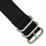 DeBeer 24mm Two-Piece Black Ballistic Nylon with Brushed Stainless Steel Buckle 8.5 inch Watch Band
