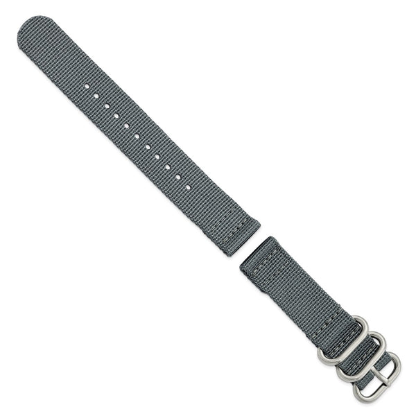 20mm Two-Piece Grey Ballistic Nylon Steel Buckle Watch Band