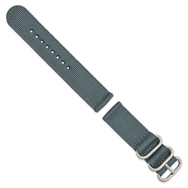 22mm Two-Piece Grey Ballistic Nylon Steel Buckle Watch Band