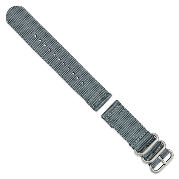 DeBeer 24mm Two-Piece Grey Ballistic Nylon with Brushed Stainless Steel Buckle 8.5 inch Watch Band