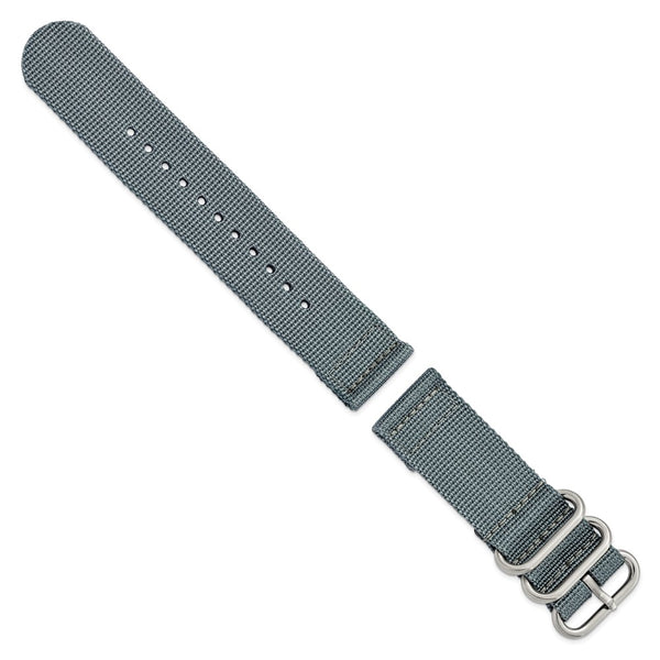 24mm Two-Piece Grey Ballistic Nylon Steel Buckle Watch Band