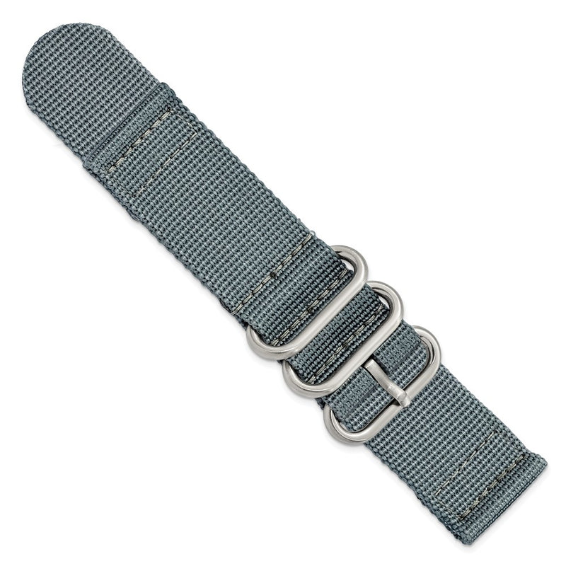 DeBeer 24mm Two-Piece Grey Ballistic Nylon with Brushed Stainless Steel Buckle 8.5 inch Watch Band