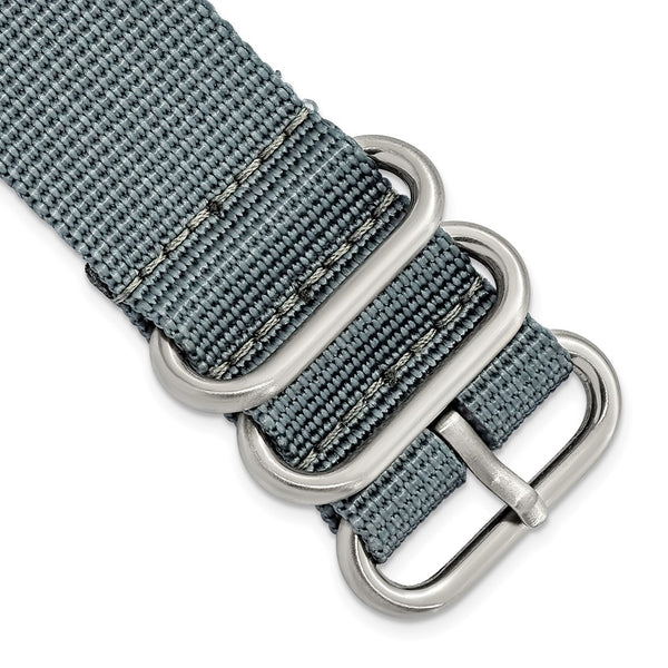 24mm Two-Piece Grey Ballistic Nylon Steel Buckle Watch Band