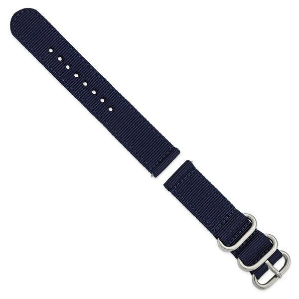 20mm Two-Piece Navy Ballistic Nylon Steel Buckle Watch Band