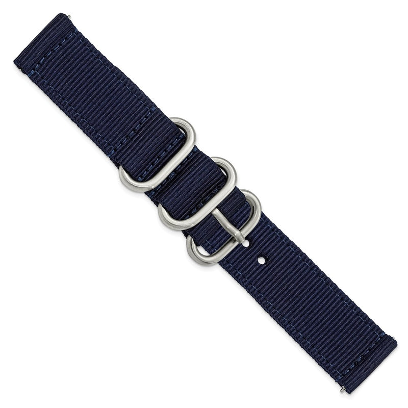 DeBeer 20mm Two-Piece Navy Ballistic Nylon with Brushed Stainless Steel Buckle 8.5 inch Watch Band