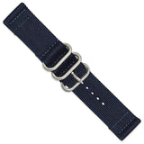 DeBeer 24mm Two-Piece Navy Ballistic Nylon with Brushed Stainless Steel Buckle 8.5 inch Watch Band
