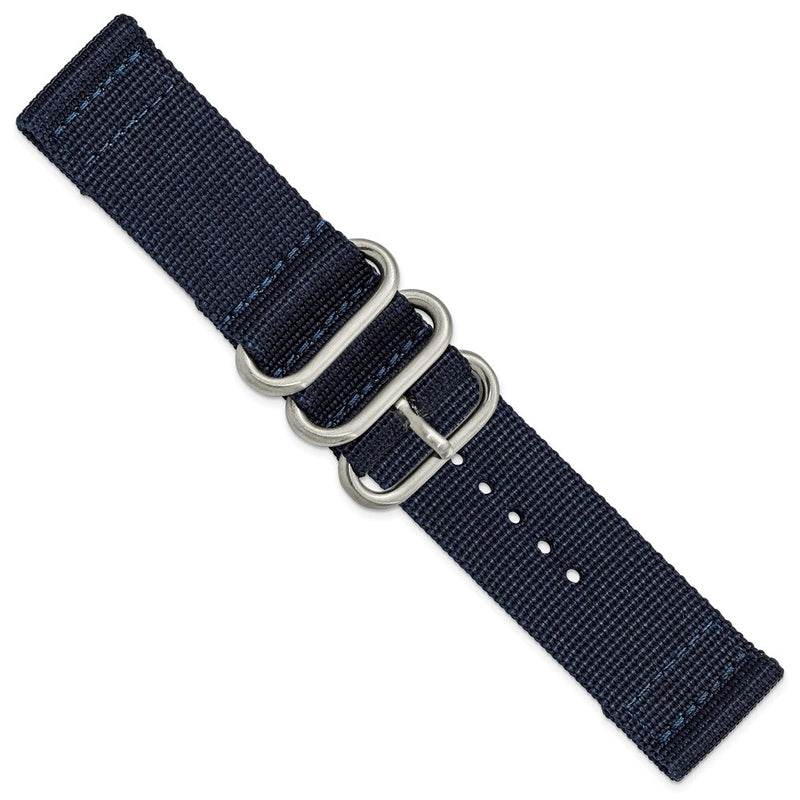 DeBeer 24mm Two-Piece Navy Ballistic Nylon with Brushed Stainless Steel Buckle 8.5 inch Watch Band