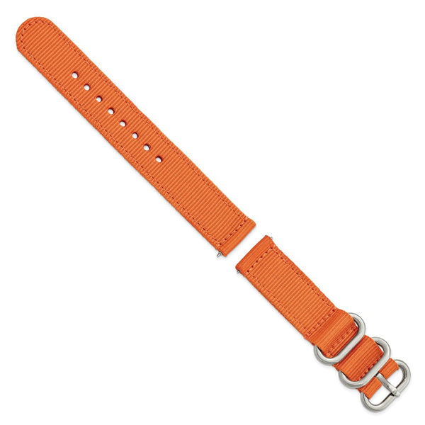 DeBeer 18mm Two-Piece Orange Ballistic Nylon with Brushed Stainless Steel Buckle 8.5 inch Watch Band