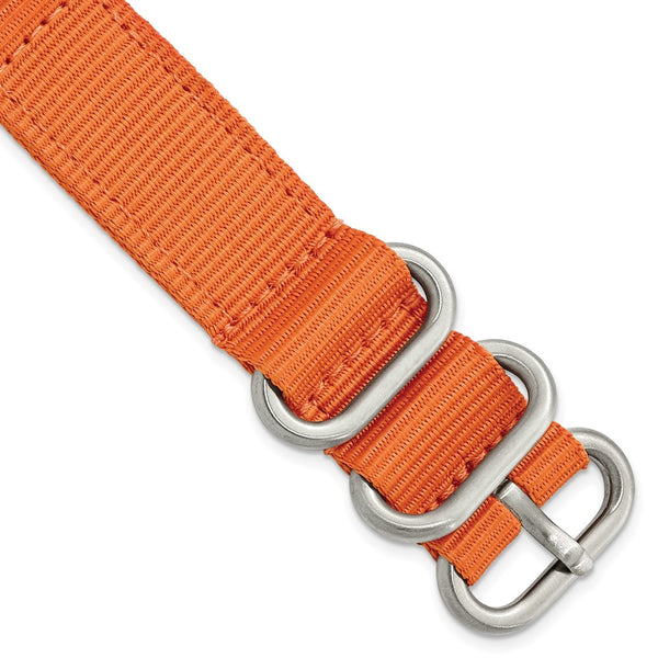 DeBeer 18mm Two-Piece Orange Ballistic Nylon with Brushed Stainless Steel Buckle 8.5 inch Watch Band