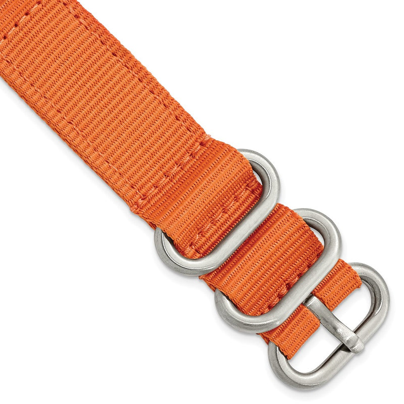 DeBeer 18mm Two-Piece Orange Ballistic Nylon with Brushed Stainless Steel Buckle 8.5 inch Watch Band