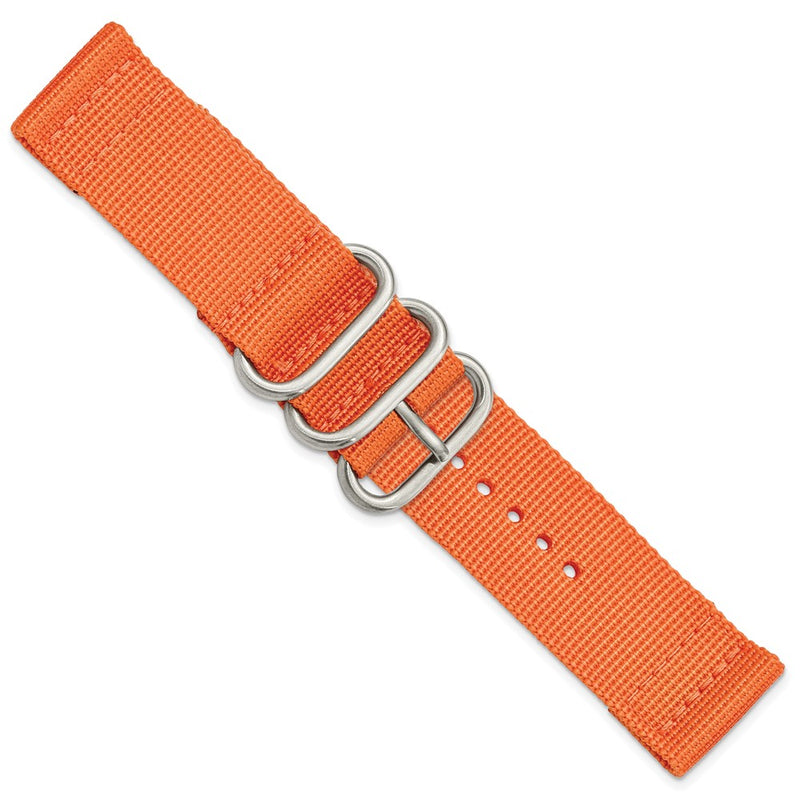 DeBeer 24mm Two-Piece Orange Ballistic Nylon with Brushed Stainless Steel Buckle 8.5 inch Watch Band