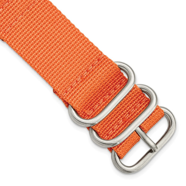 DeBeer 24mm Two-Piece Orange Ballistic Nylon with Brushed Stainless Steel Buckle 8.5 inch Watch Band
