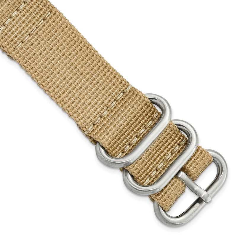 20mm Two-Piece Tan/Beige Ballistic Nylon Steel Buckle Watch Band