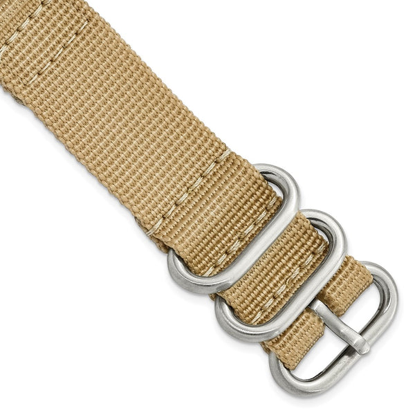 DeBeer 20mm Two-Piece Beige Ballistic Nylon with Brushed Stainless Steel Buckle 8.5 inch Watch Band