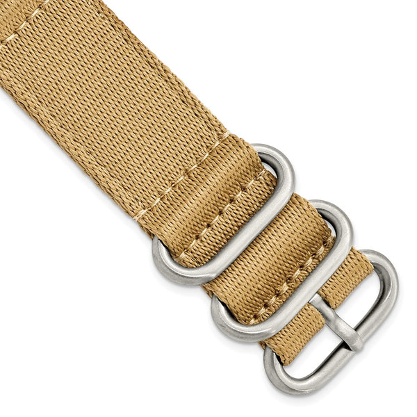 22mm Two-Piece Tan/Beige Ballistic Nylon Steel Buckle Watch Band