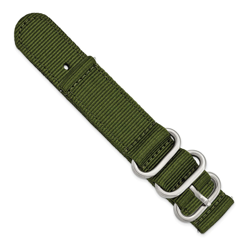 20mm Two-Piece Dark Green Ballistic Nylon Steel Buckle Watch Band