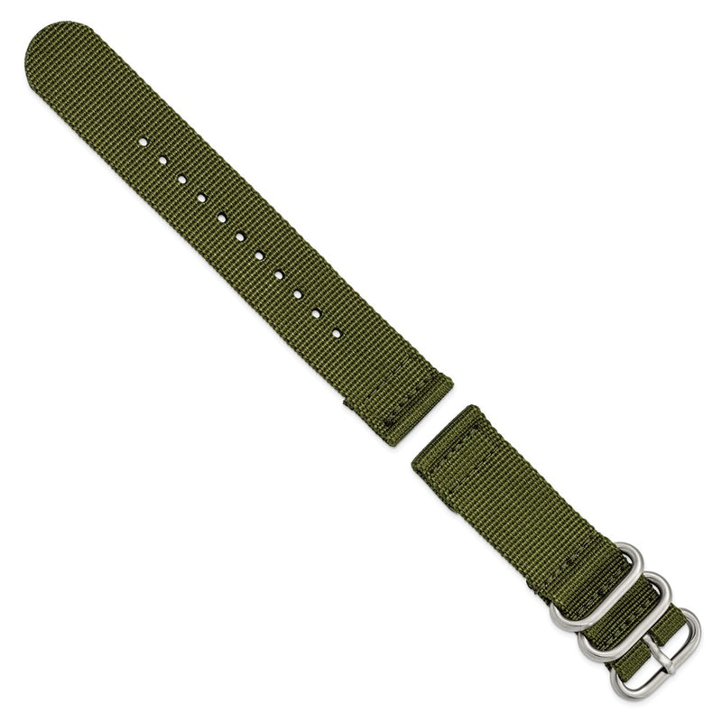 22mm Two-Piece Dark Green Ballistic Nylon Steel Buckle Watch Band