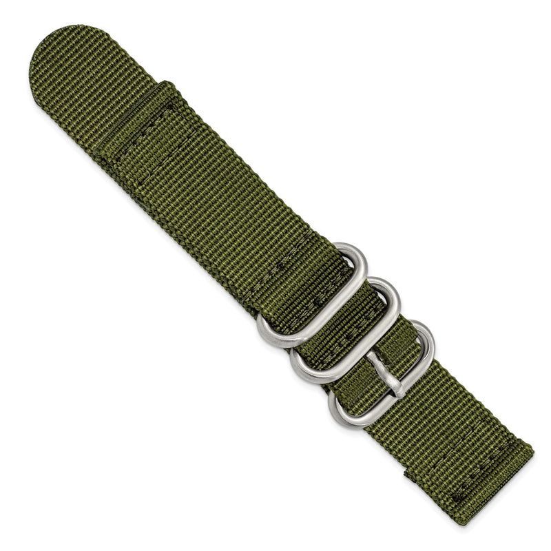 22mm Two-Piece Dark Green Ballistic Nylon Steel Buckle Watch Band