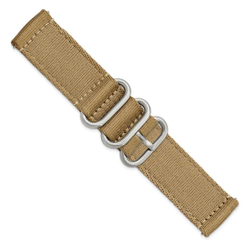 22mm Two-Piece Khaki Brown Ballistic Nylon Steel Buckle Watch Band