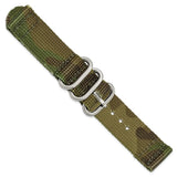 DeBeer 20mm Two-Piece Green Camo Ballistic Nylon with Brushed Stainless Steel Buckle 8.5 inch Watch Band