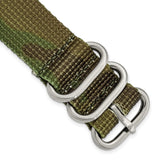 DeBeer 20mm Two-Piece Green Camo Ballistic Nylon with Brushed Stainless Steel Buckle 8.5 inch Watch Band