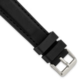 DeBeer 20mm Black Smooth Silicone with Black Stitching and Silver-tone Buckle 8 inch Watch Band