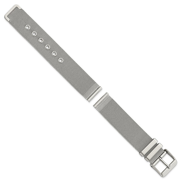 18mm Stainless Steel Fine Mesh 2-Piece Watch Strap