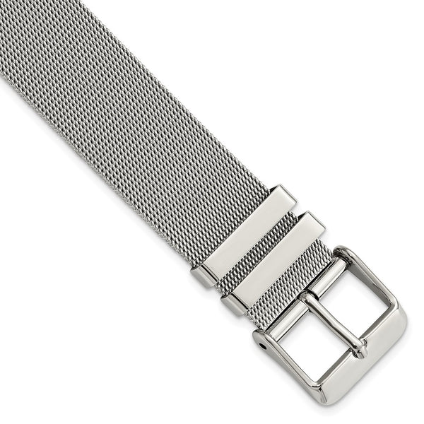 DeBeer 18mm Two-Piece Milanese Style Stainless Steel Fine Mesh 7.5 inch Watch Strap