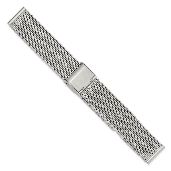 DeBeer 18mm Stainless Steel Mesh with Deployment Clasp 7.5 inch Watch Strap