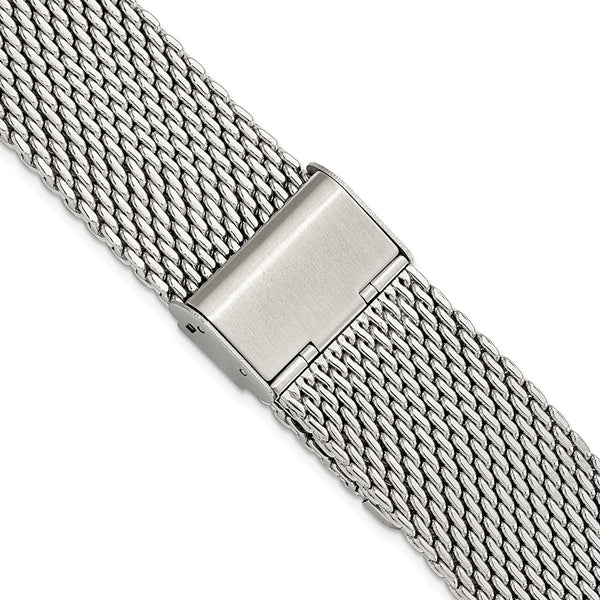 DeBeer 22mm Stainless Steel Mesh with Deployment Clasp 7.5 inch Watch Strap