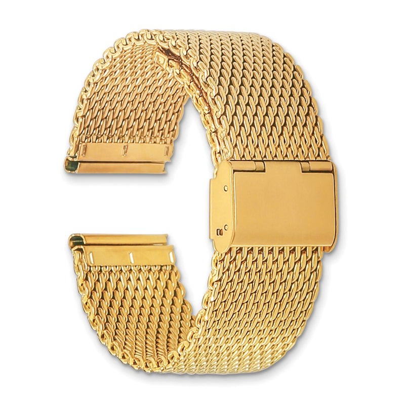 20mm Gold-tone Stainless Mesh w/Deployment Clasp Watch Strap