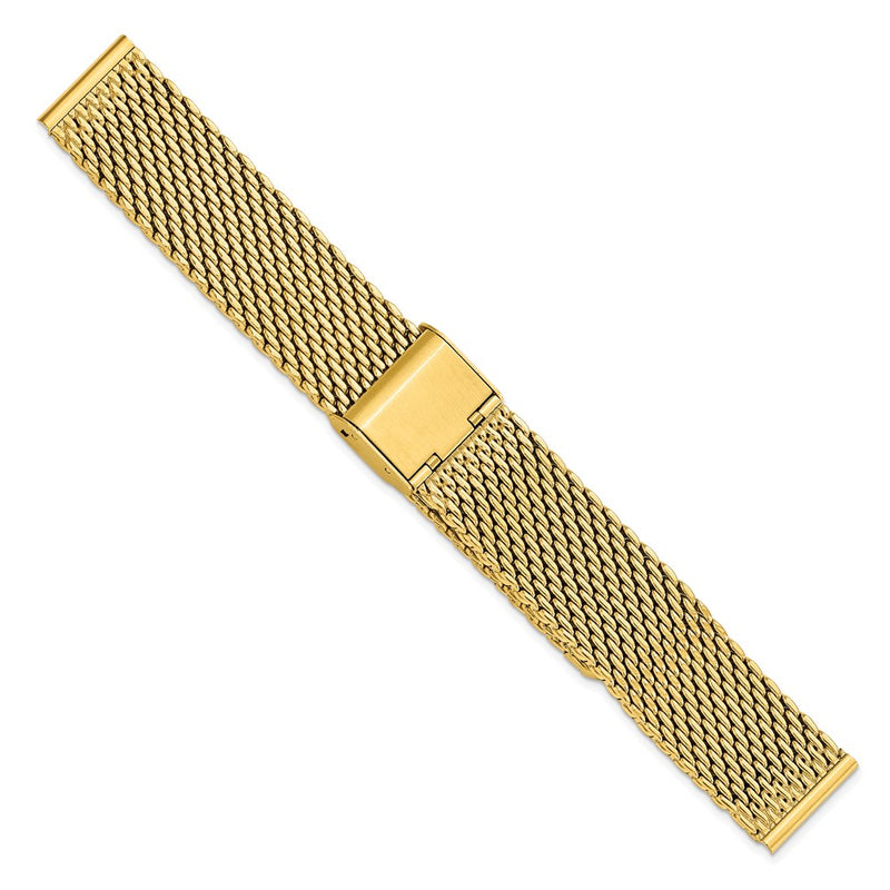 18mm Gold-tone Stainless Mesh w/Deployment Clasp Watch Band