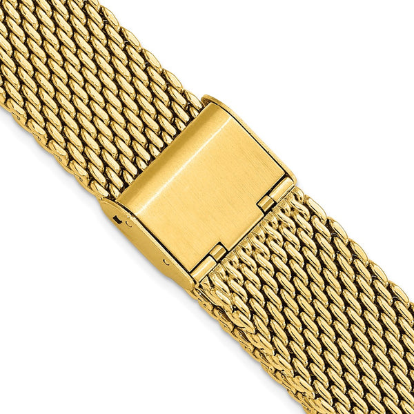 DeBeer 18mm Gold-tone Stainless Mesh with Deployment Clasp 7.5 inch Watch Band