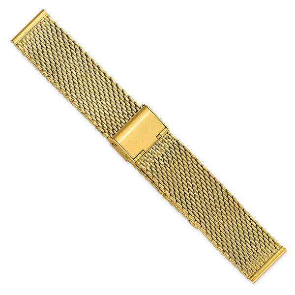 DeBeer 20mm Gold-tone Stainless Mesh with Deployment Clasp 7.5 inch Watch Strap