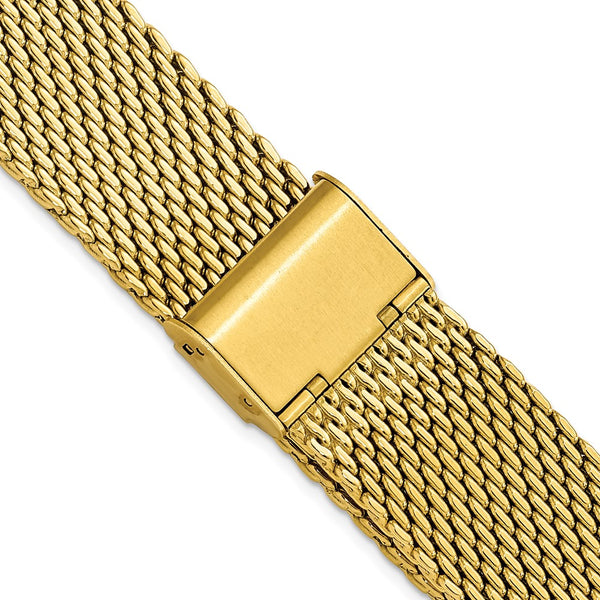 DeBeer 20mm Gold-tone Stainless Mesh with Deployment Clasp 7.5 inch Watch Strap