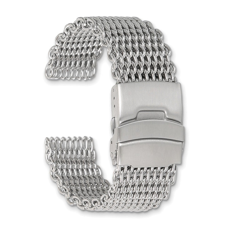 20mm Stainless Steel Shark Mesh w/Divers Clasp Watch Strap