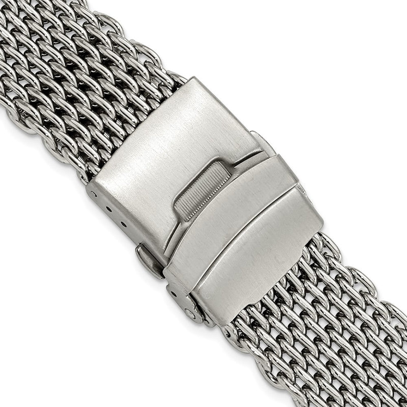 20mm Stainless Steel Shark Mesh w/Divers Clasp Watch Strap