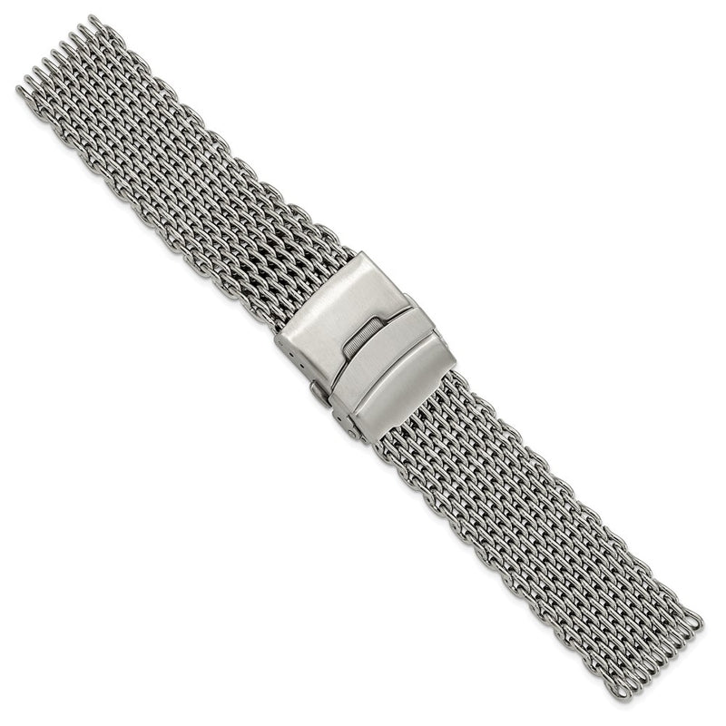 22mm Stainless Steel Shark Mesh w/Divers Clasp Watch Strap