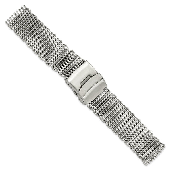 24mm Stainless Steel Shark Mesh w/Divers Clasp Watch Strap