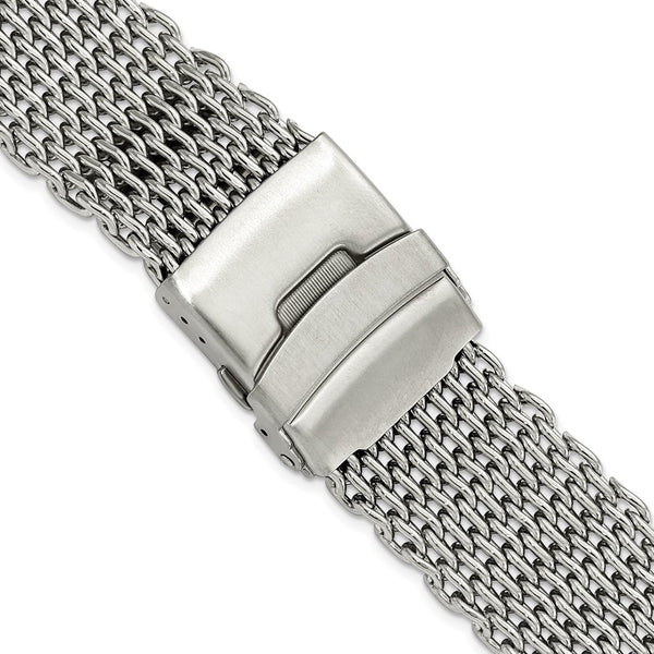 24mm Stainless Steel Shark Mesh w/Divers Clasp Watch Strap