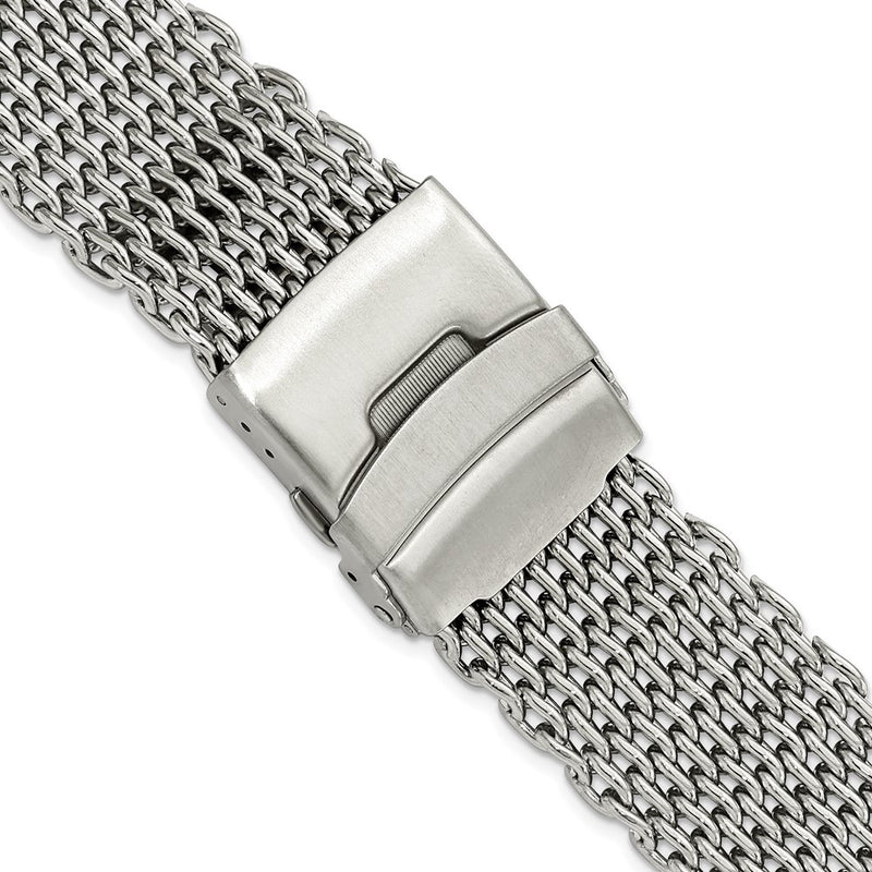 DeBeer 24mm Stainless Steel Shark Mesh with Divers Clasp 7 inch Watch Strap