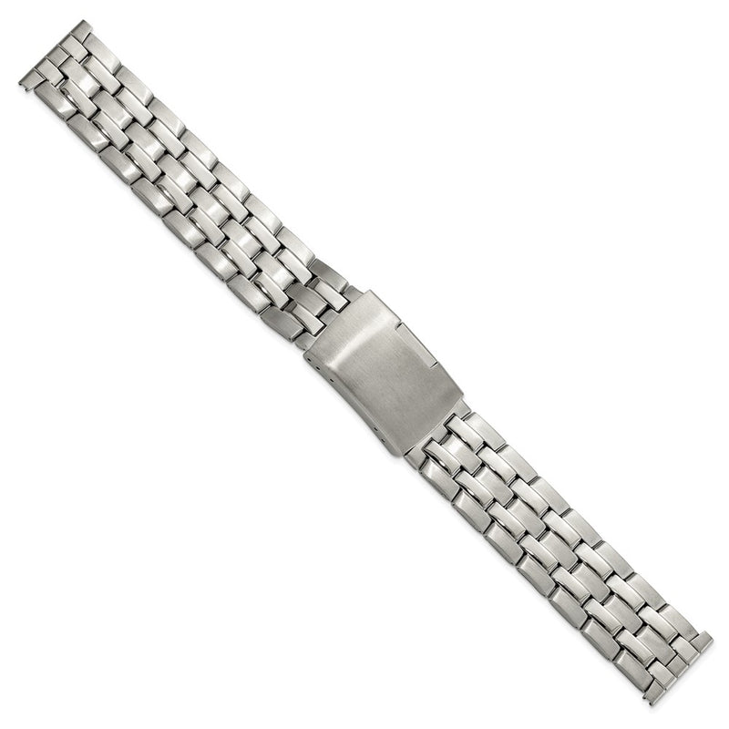 DeBeer 20mm Satin and Polished Stainless Steel Folded Link Style with Push-Button Deployment 7.75 inch Watch Band