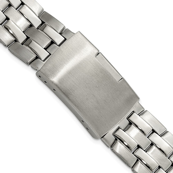 DeBeer 20mm Satin and Polished Stainless Steel Folded Link Style with Push-Button Deployment 7.75 inch Watch Band