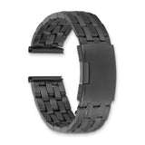 DeBeer 20mm Satin and Polished Black PVD-plated Stainless Steel Folded Link Style with Push-Button Deployment 7.75 inch Watch Band